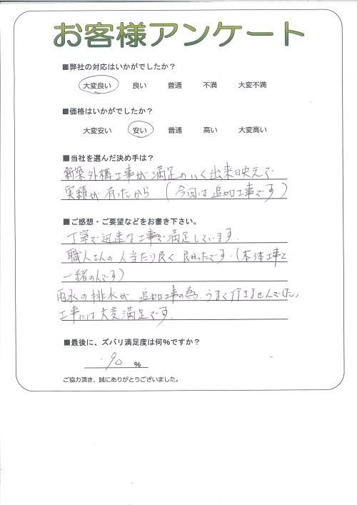 工事の感想を聞かせてください。