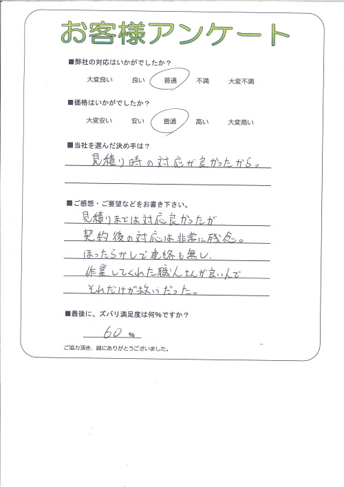 工事の感想を聞かせてください。