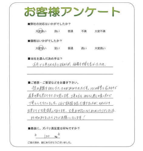 工事の感想を聞かせてください。