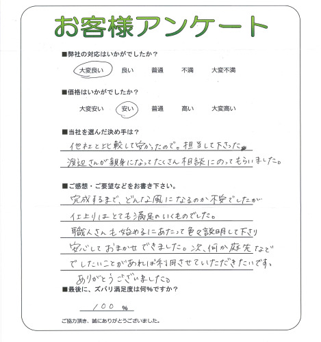 工事の感想を聞かせてください。