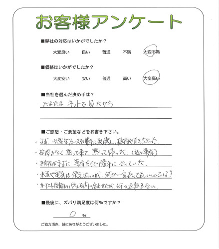 工事の感想を聞かせてください。