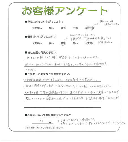 工事の感想を聞かせてください。