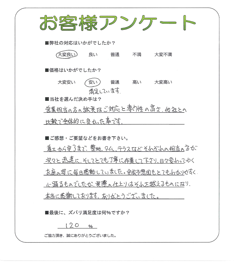工事の感想を聞かせてください。