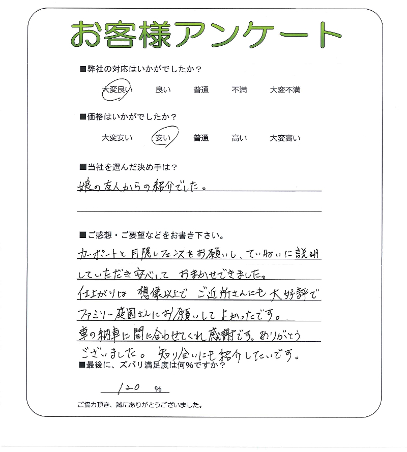 工事の感想を聞かせてください。