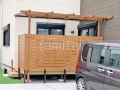 1階テラス屋根 (雨除け) YKKAP フル木製調 サザンテラス パーゴラタイプ フラット屋根 スタンダード 壁付