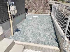 防犯砂利敷き バラス砕石 防草シート加工