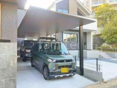 カーポート2台(縦) 連棟 LIXIL 木製調 カーポートSC フラット屋根 吊り下げ屋根