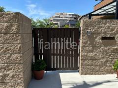 親子両開き 門扉 YKKAP 木製調 ルシアスTS3型 たてスリット